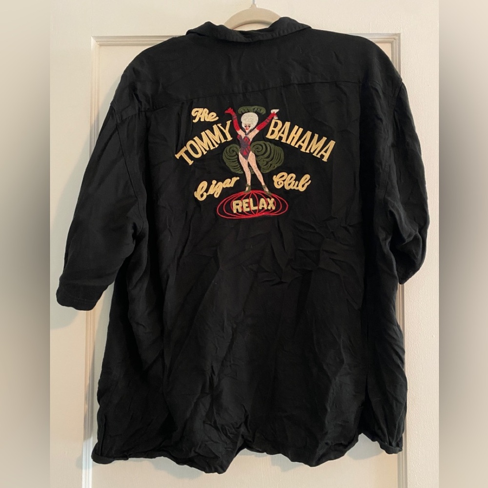 Vintage Tommy Bahama Black Relax Cigar Club Button Down Shirt Size Large